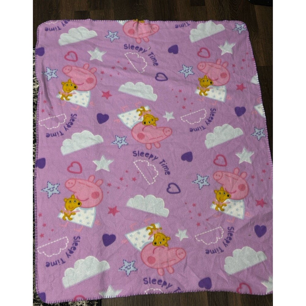 2003 Peppa Pig Sleepy Time Fleece Baby Toddler Blanket Pink